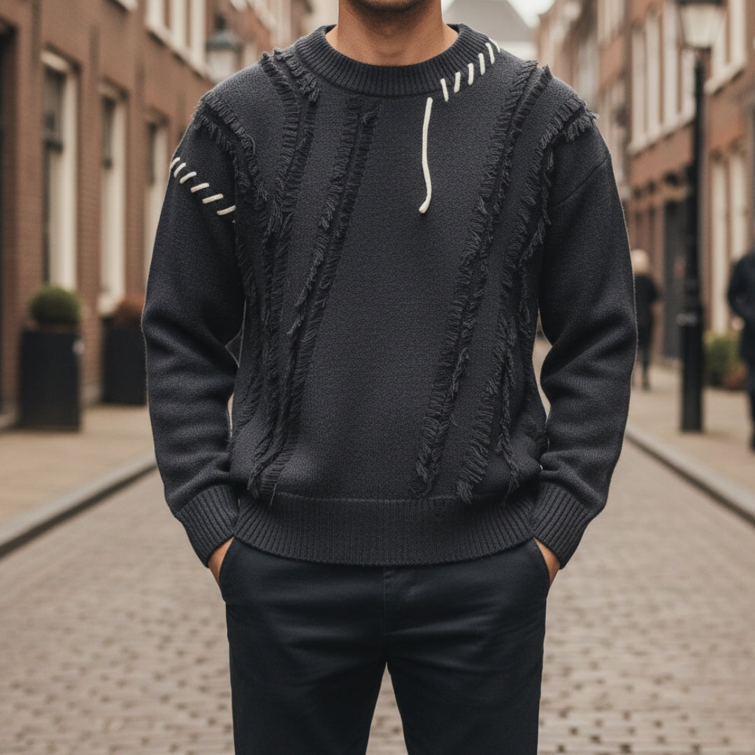 Maglione Uomo Oversize con Dettagli Strappati