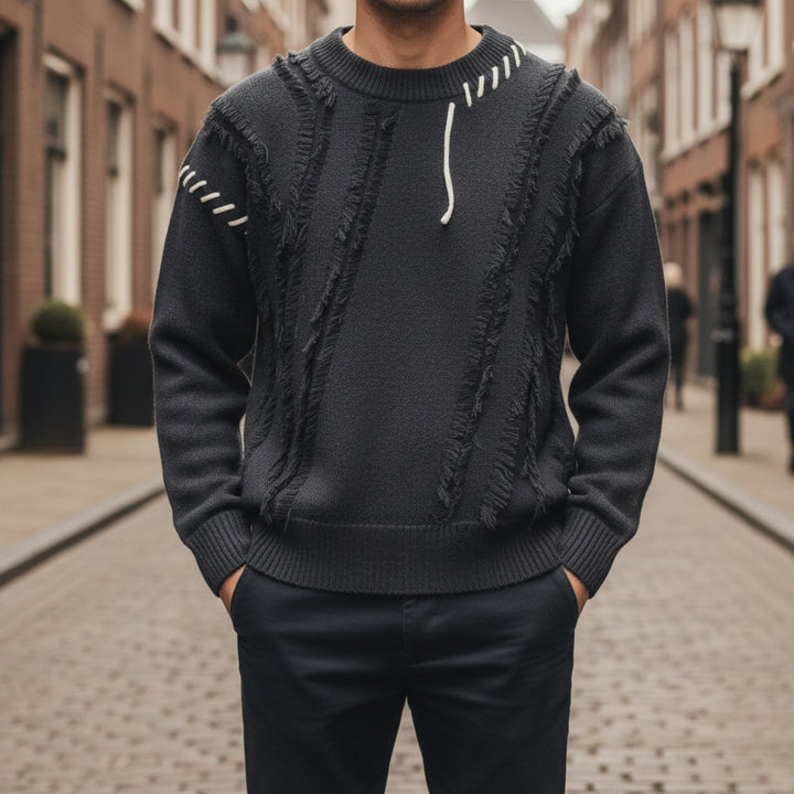 Maglione Uomo Oversize con Dettagli Strappati