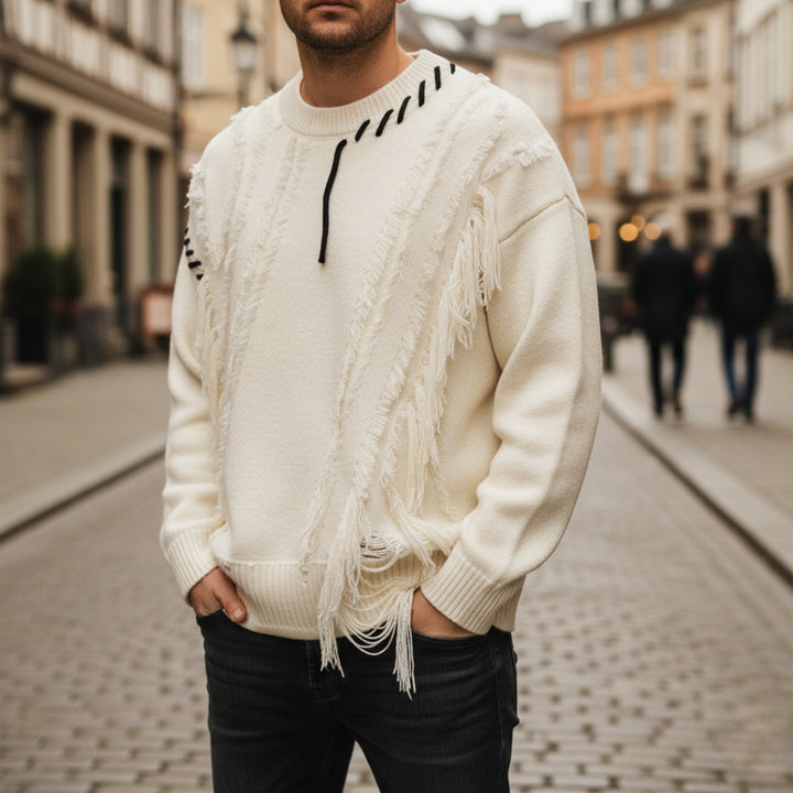 Maglione Uomo Oversize con Dettagli Strappati