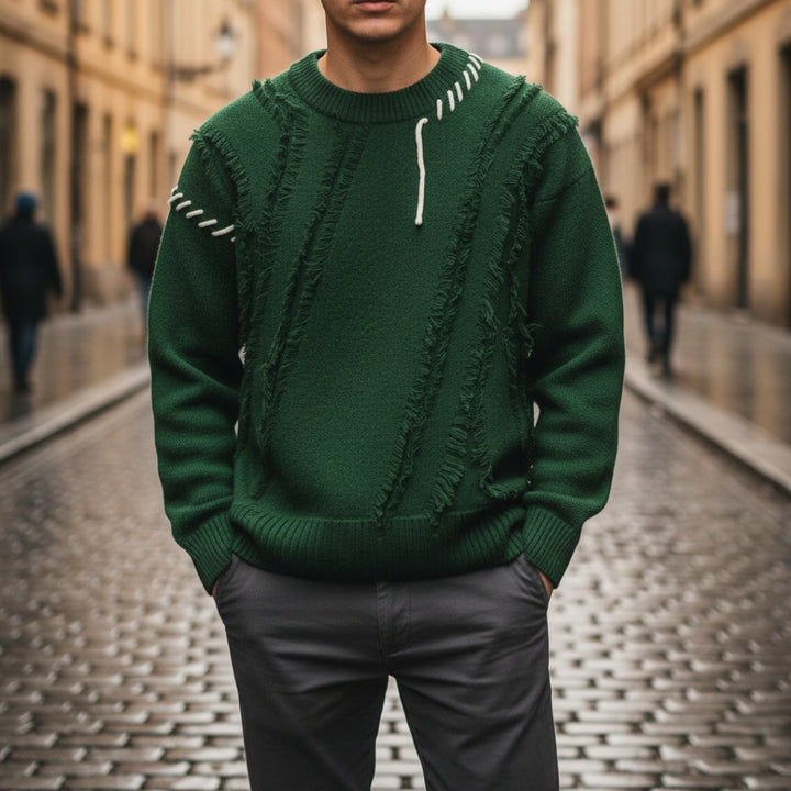 Maglione Uomo Oversize con Dettagli Strappati