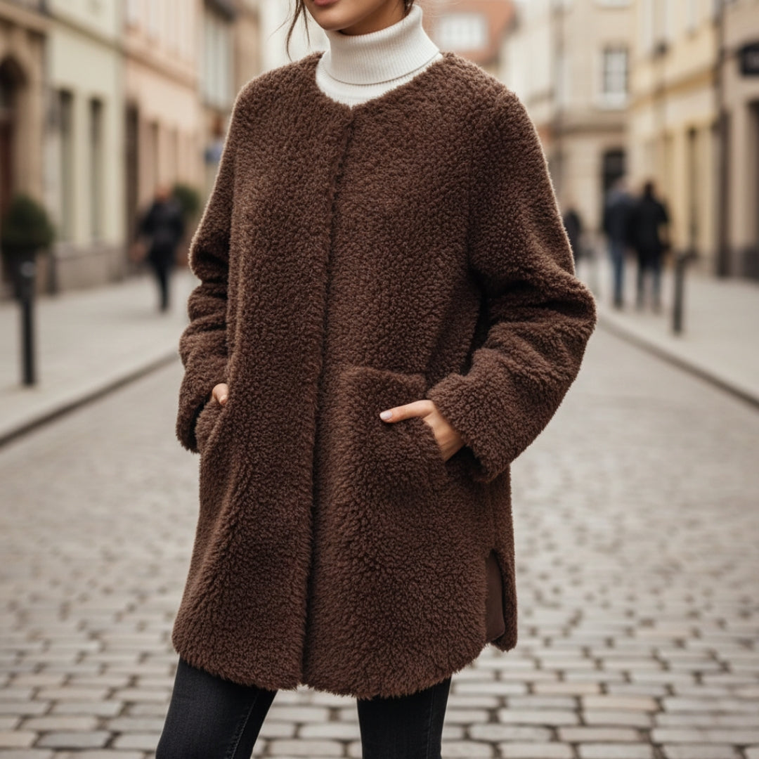 Giacca In Pelliccia Ecologica Sherpa Oversize