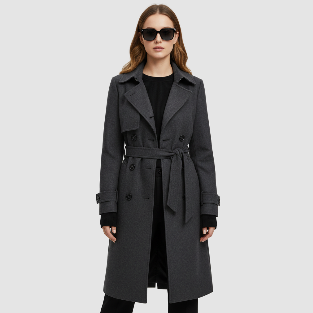 Cappotto da donna in lana stile trench