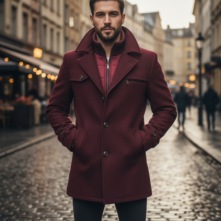 Cappotto uomo con colletto alto
