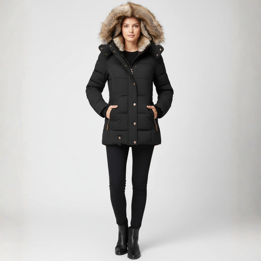 Giacca da donna con cappuccio imbottita