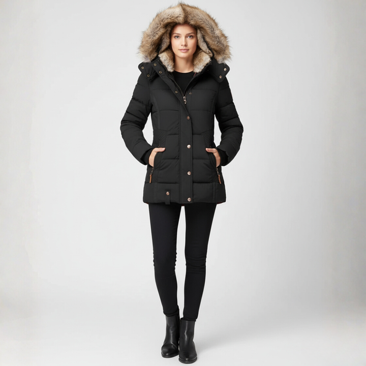 Giacca da donna con cappuccio imbottita