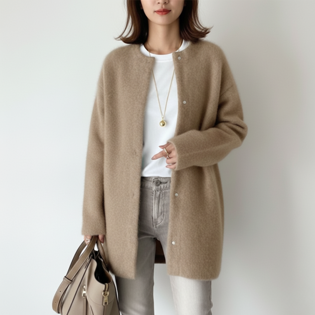 Cardigan lungo da donna in maglia