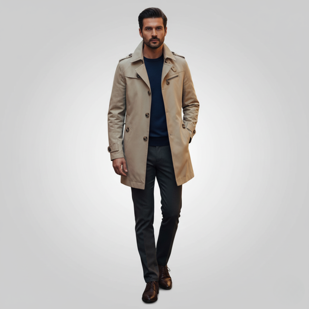 Trench Cappotto Uomo Casual Medio Lungo