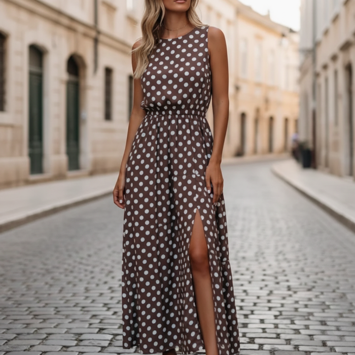 Vestito da donna lungo a pois