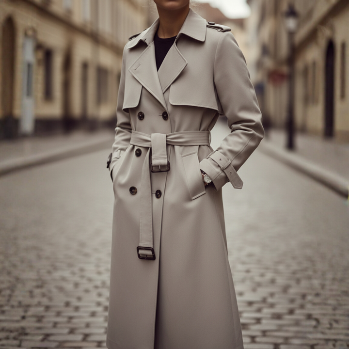 Donna Trench Cappotto Doppiopetto