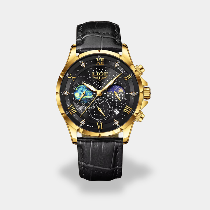Orologio da Uomo con Cinturino in Pelle e Cronografo