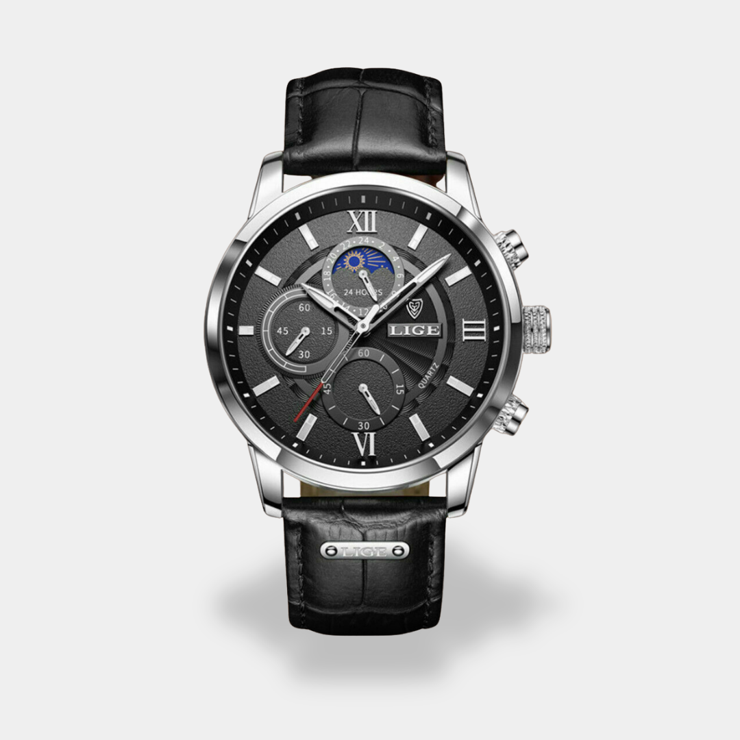 Orologio da uomo con cronografo e cinturino in pelle