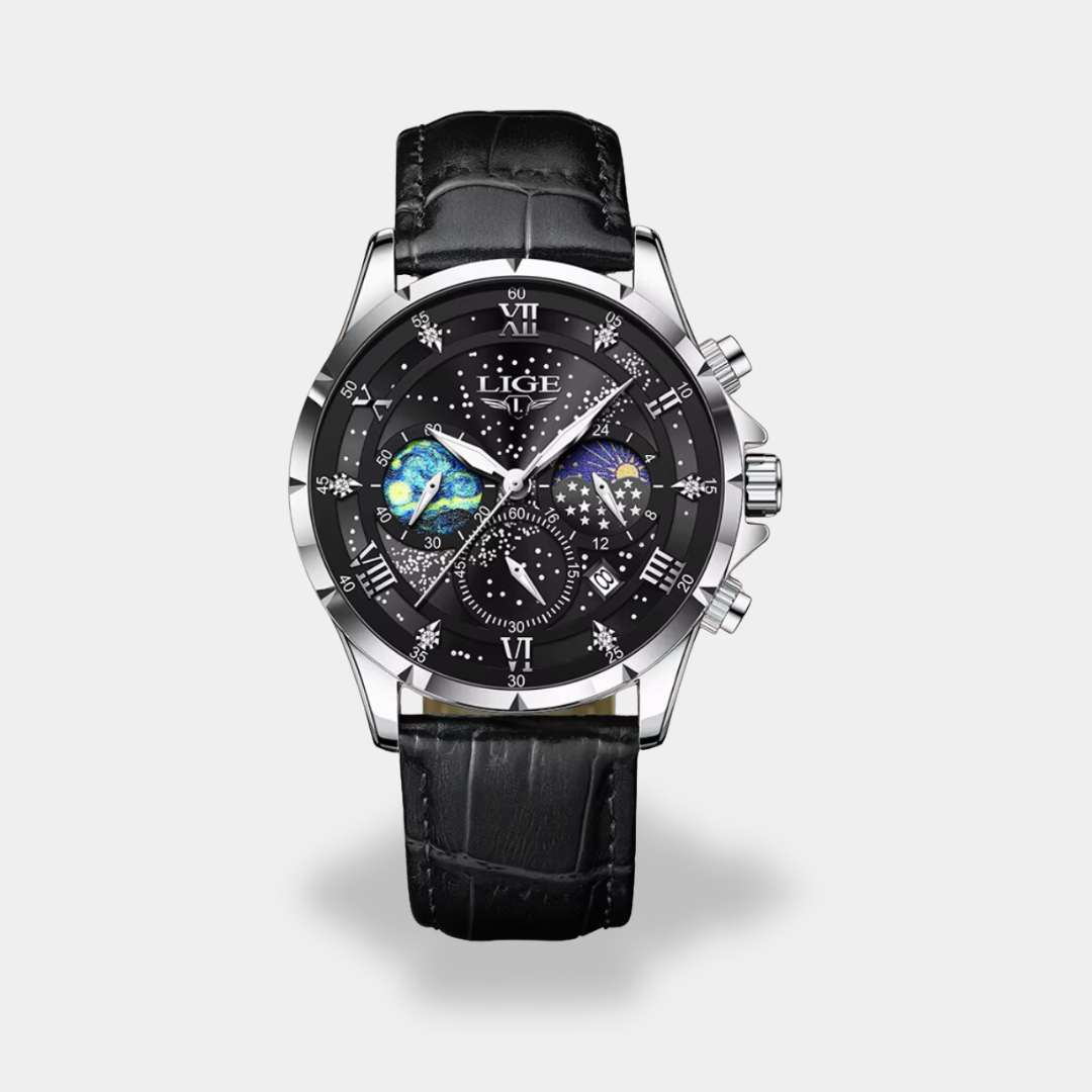 Orologio da Uomo con Cinturino in Pelle e Cronografo