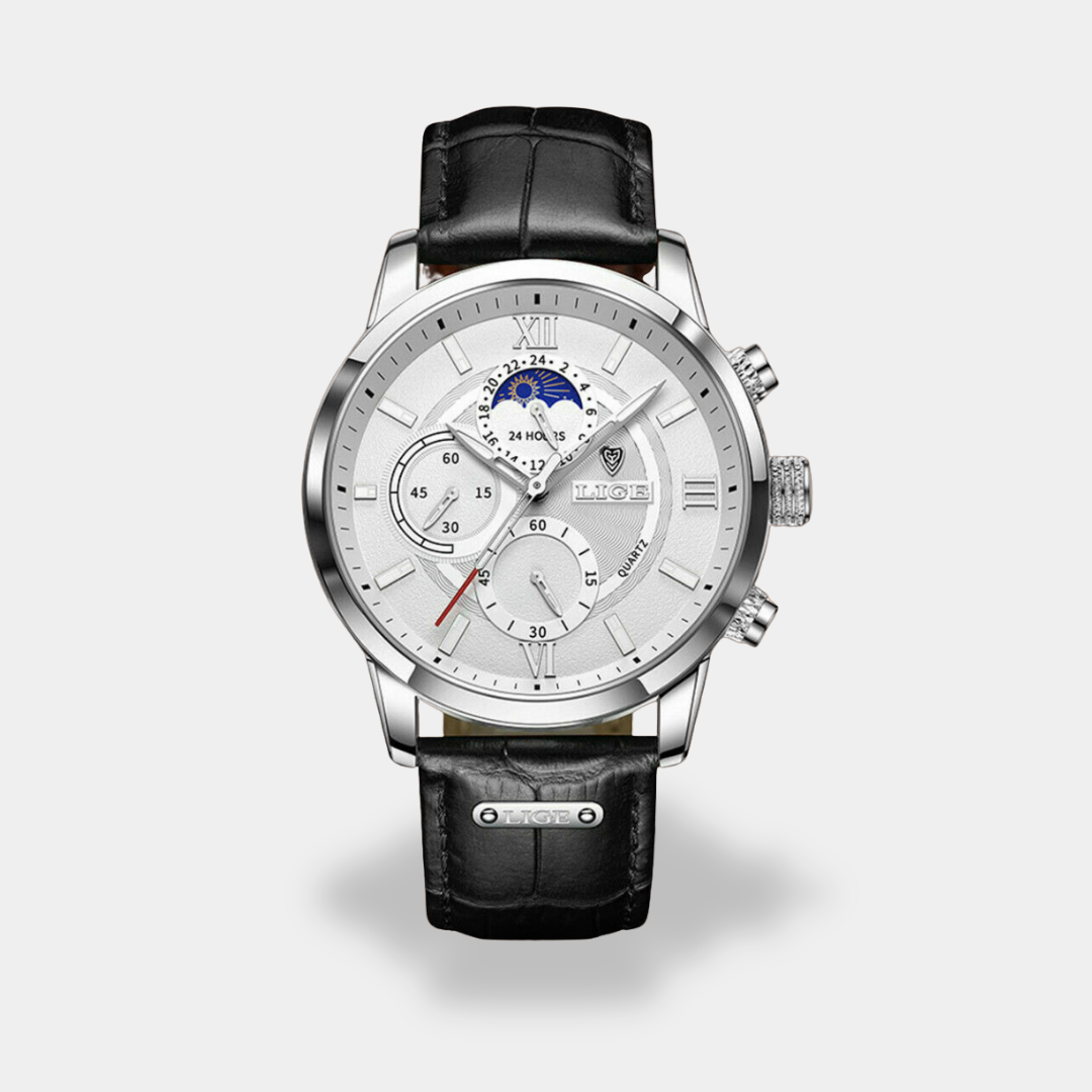 Orologio da uomo con cronografo e cinturino in pelle