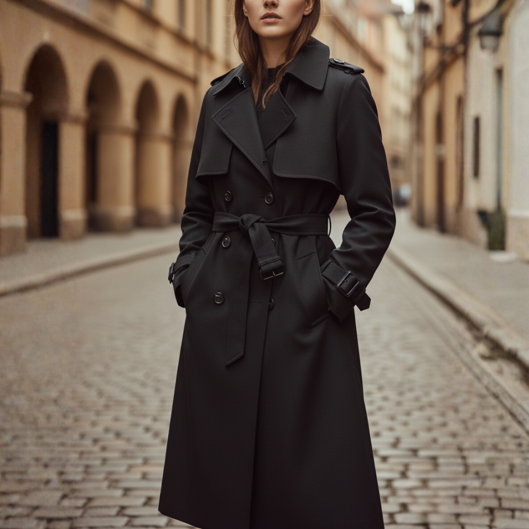 Donna Trench Cappotto Doppiopetto