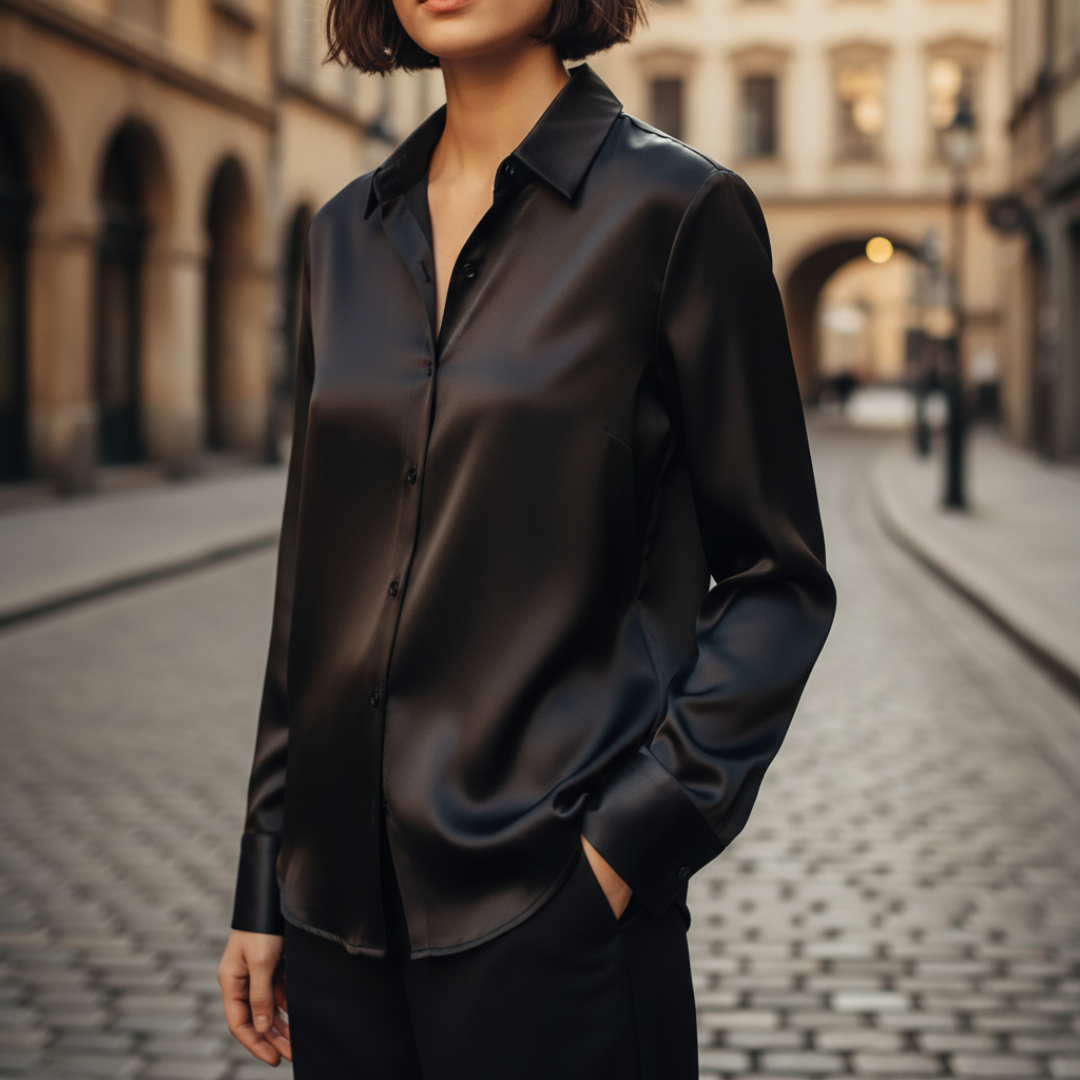 Donna Camicia Raso Lucido Bottoni