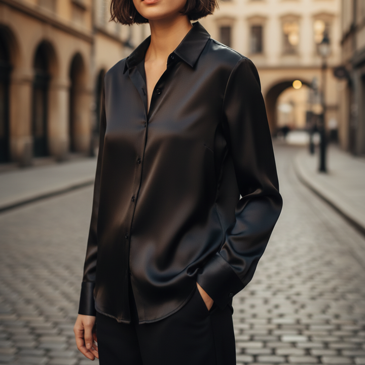 Donna Camicia Raso Lucido Bottoni