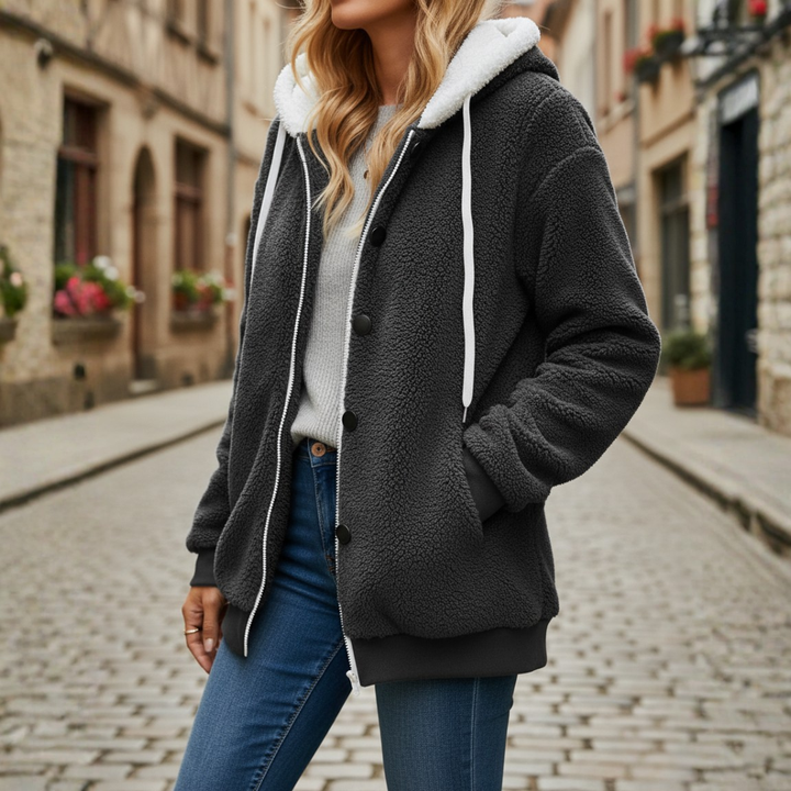 Giacca morbida con cappuccio per donna