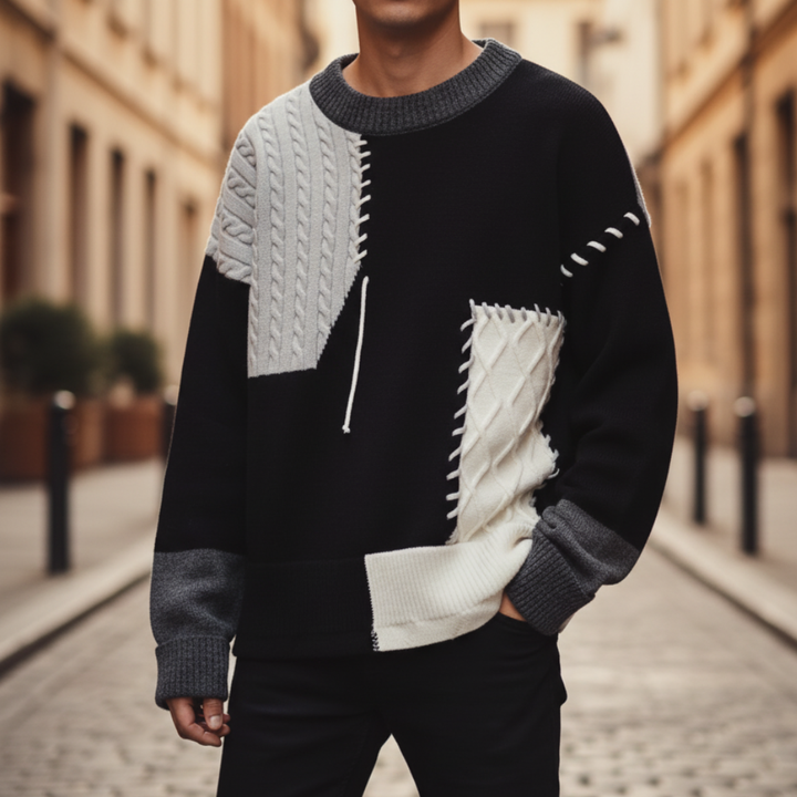 Maglione da uomo con motivo a blocchi di colore