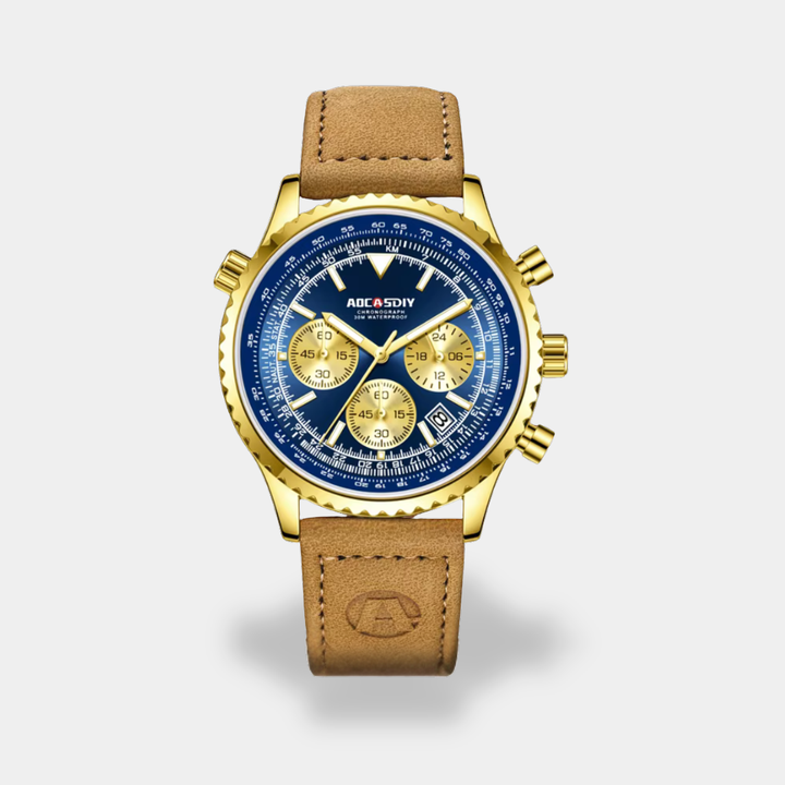 Orologio da Uomo con Cassa in Acciaio e Cinturino in Pelle