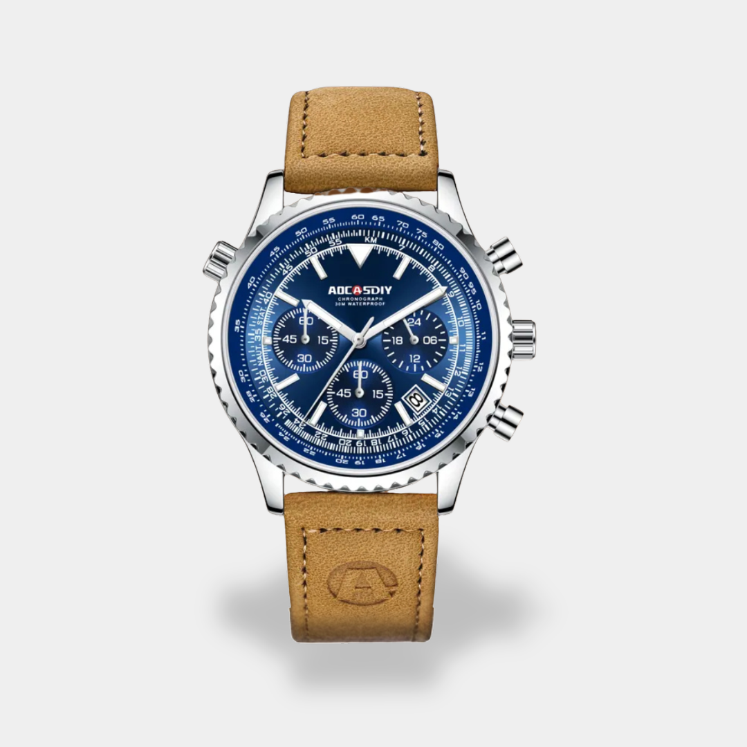 Orologio da Uomo con Cassa in Acciaio e Cinturino in Pelle