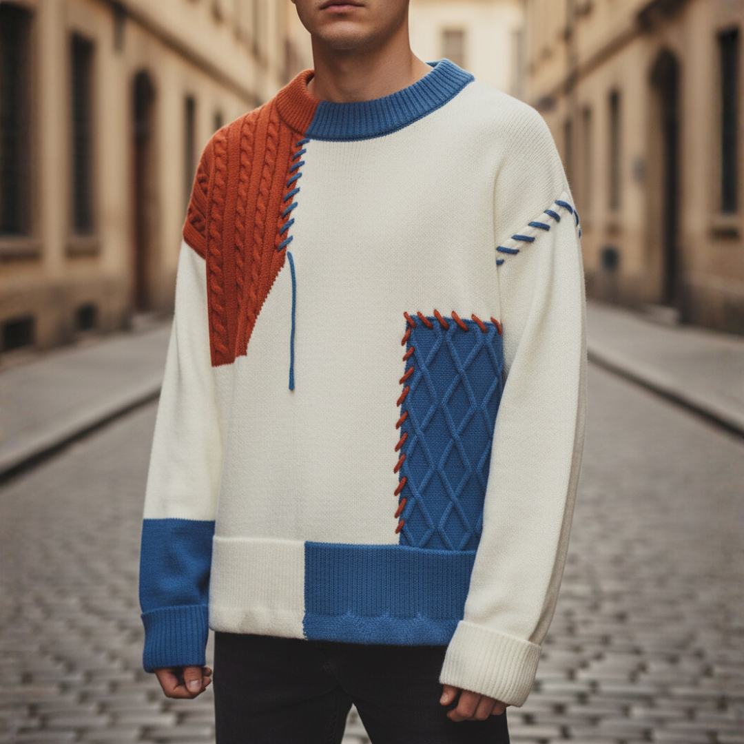 Maglione da uomo con motivo a blocchi di colore