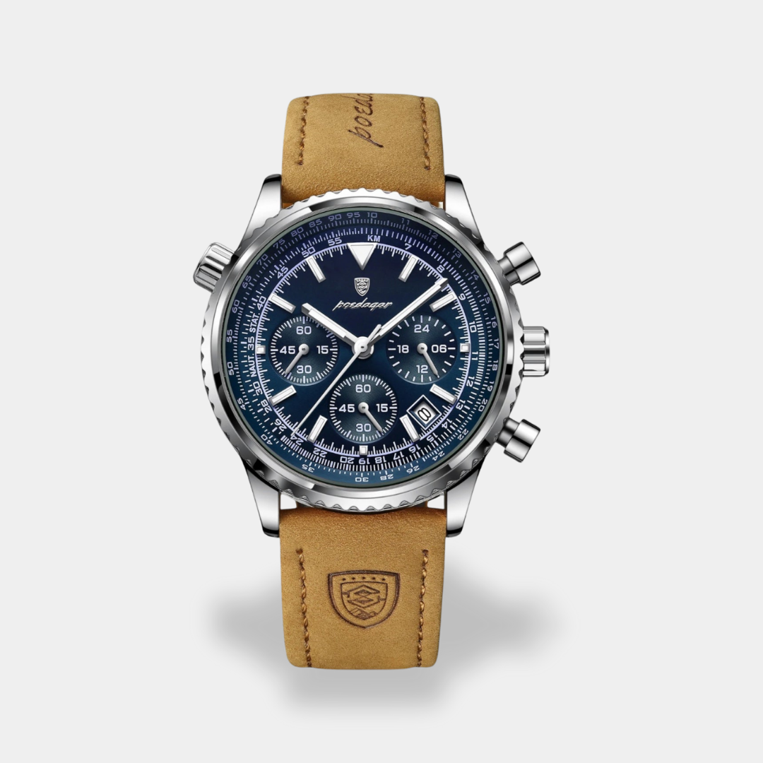 Orologio da uomo cronografo pelle marrone