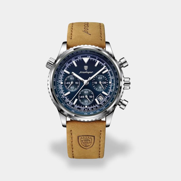 Orologio da uomo cronografo pelle marrone