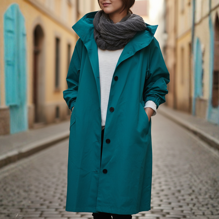 Cappotto impermeabile da donna con cappuccio