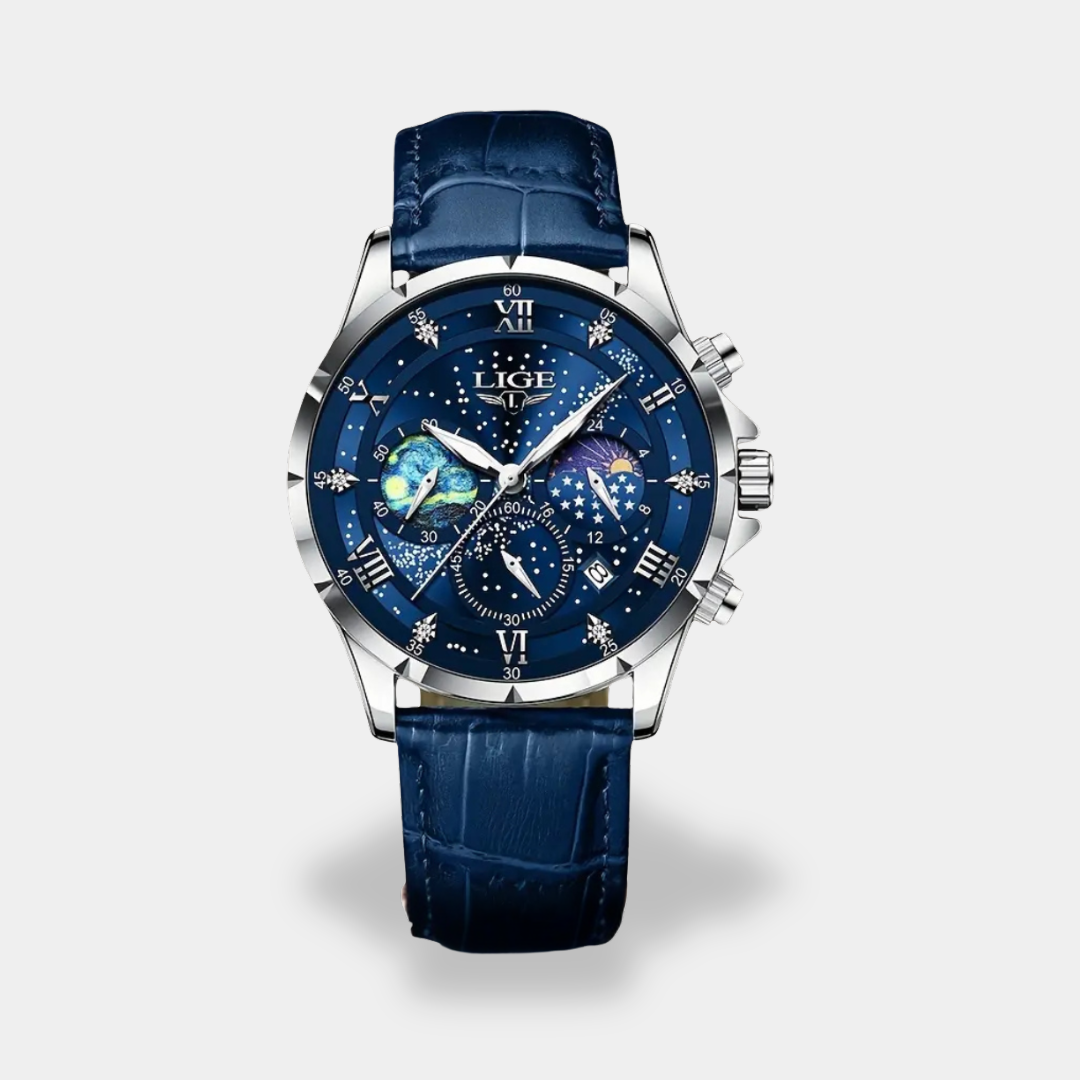 Orologio da Uomo con Cinturino in Pelle e Cronografo