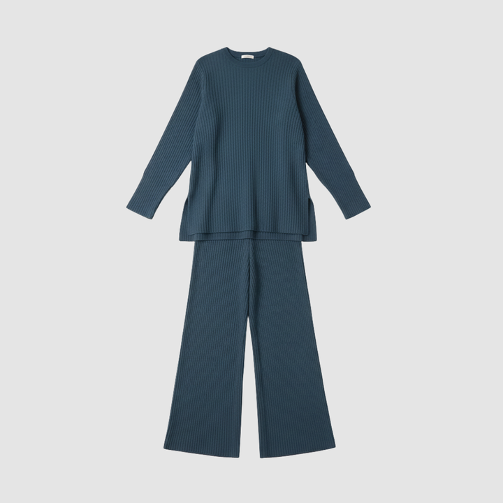 Set donna maglione e pantaloni a coste