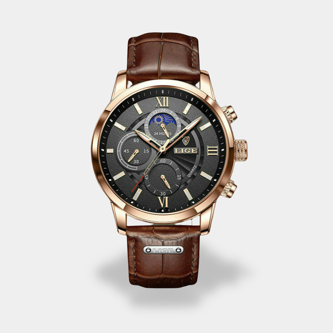Orologio da uomo con cronografo e cinturino in pelle