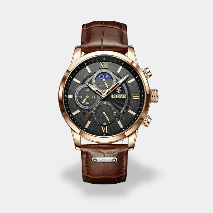 Orologio da uomo con cronografo e cinturino in pelle
