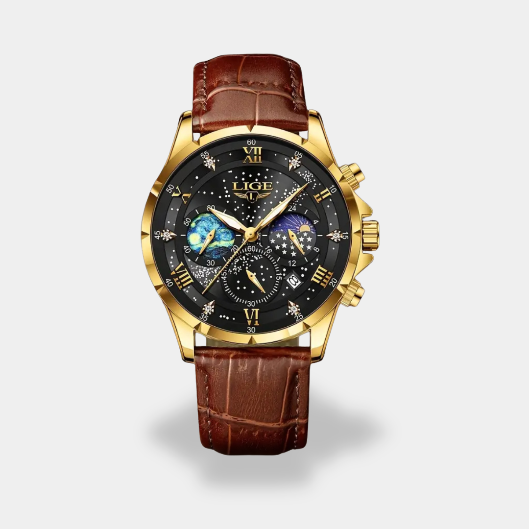 Orologio da Uomo con Cinturino in Pelle e Cronografo