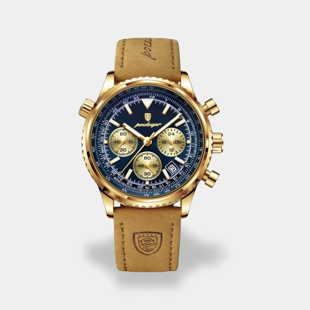 Orologio da uomo cronografo pelle marrone