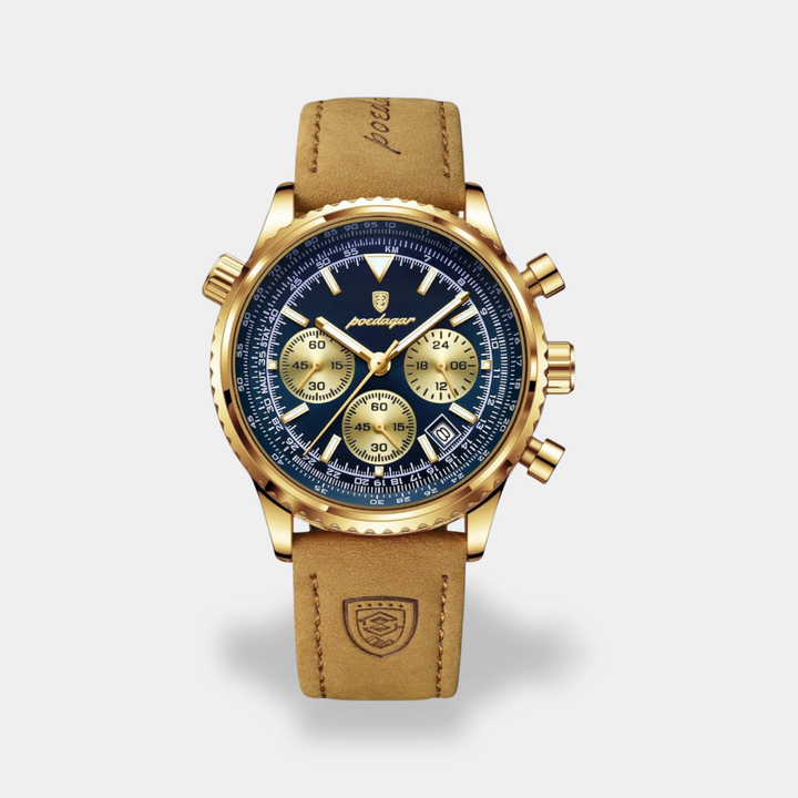 Orologio da uomo cronografo pelle marrone