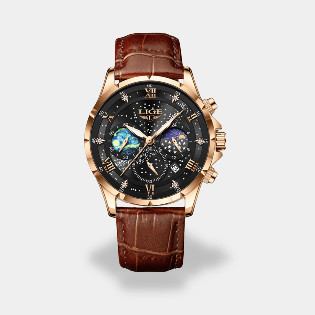 Orologio da Uomo con Cinturino in Pelle e Cronografo