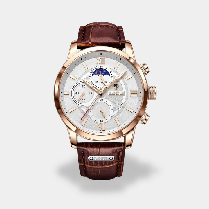 Orologio da uomo con cronografo e cinturino in pelle
