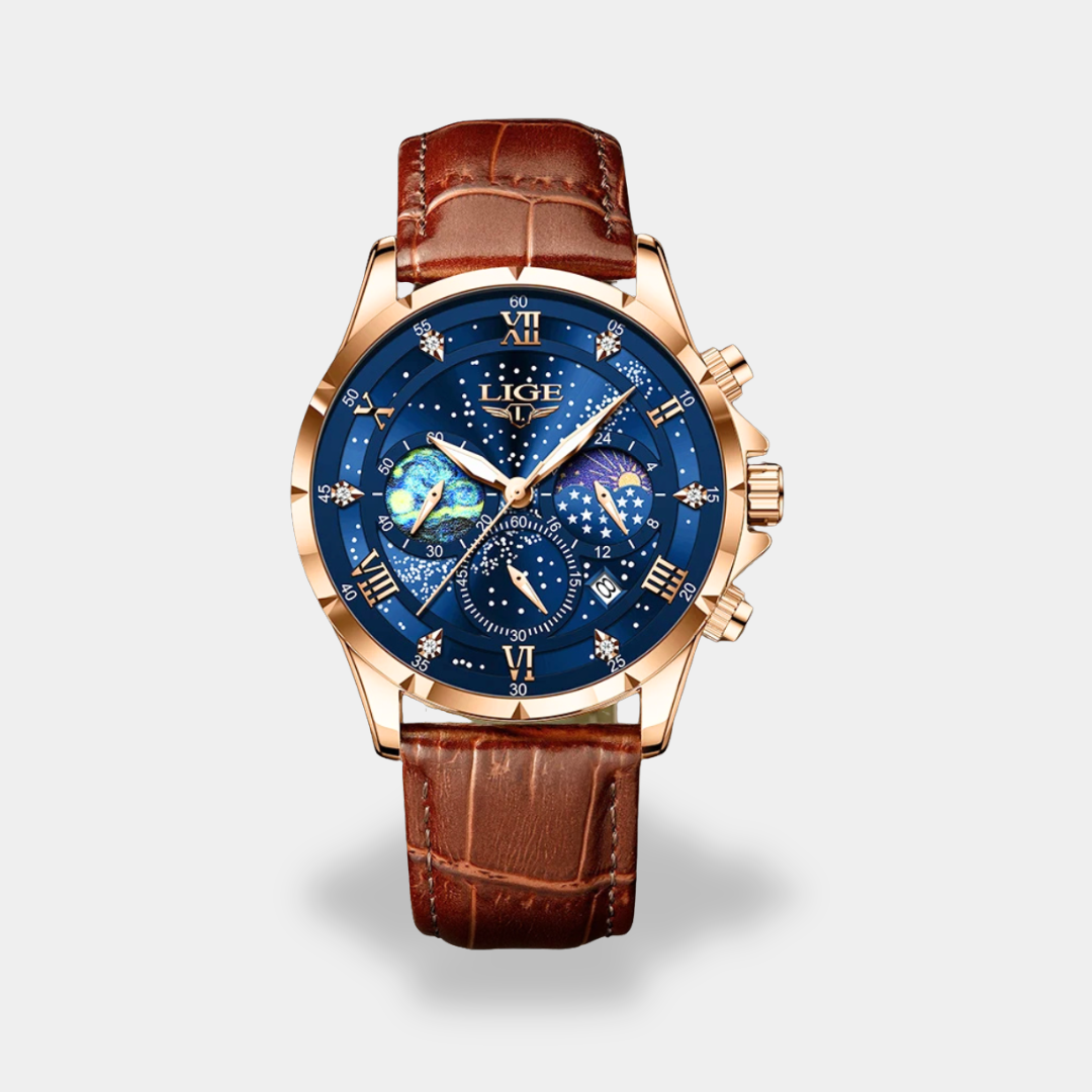 Orologio da Uomo con Cinturino in Pelle e Cronografo
