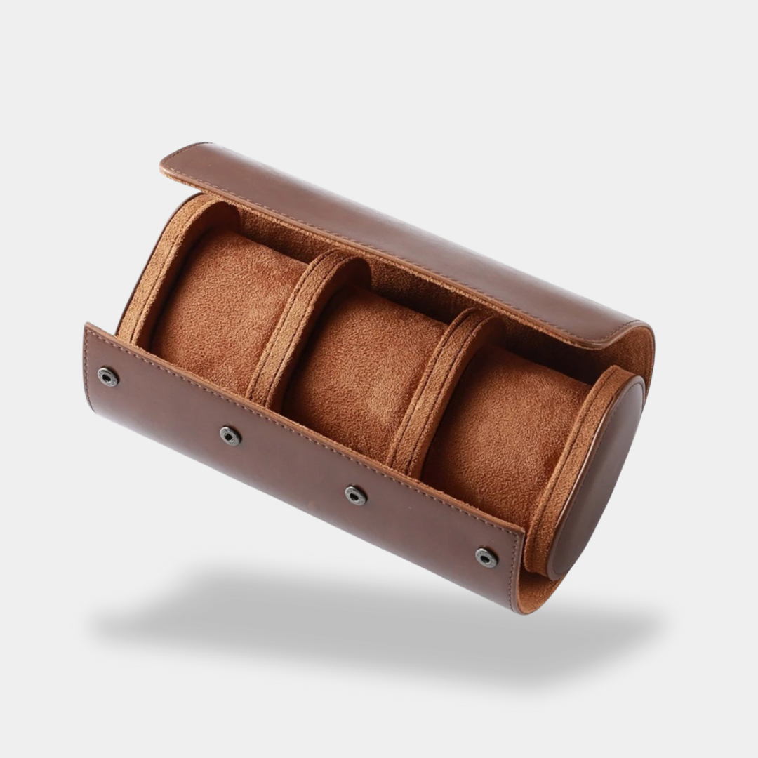 Porta orologio in pelle con 3 scomparti