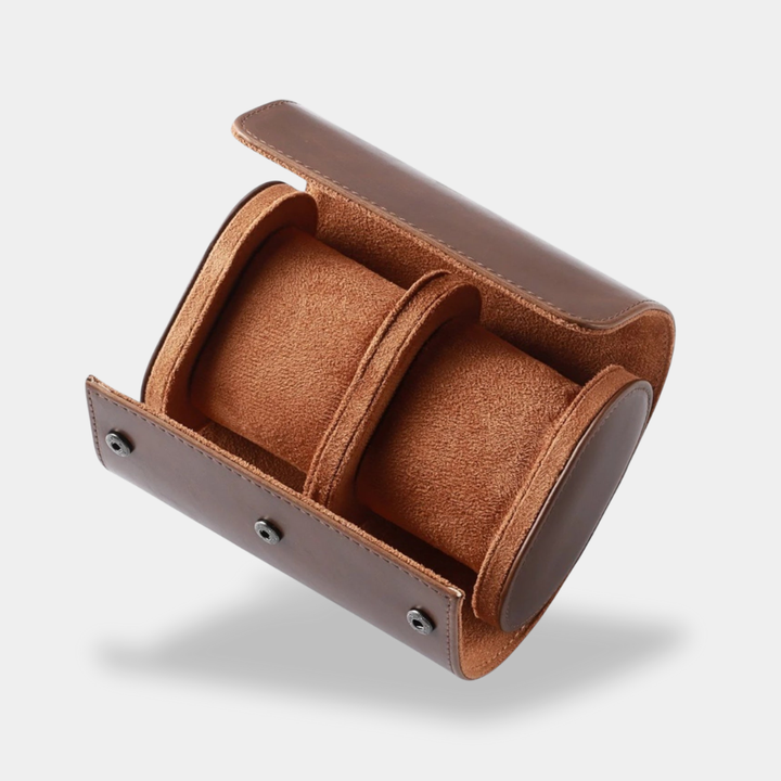 Porta orologio in pelle con 2 scomparti