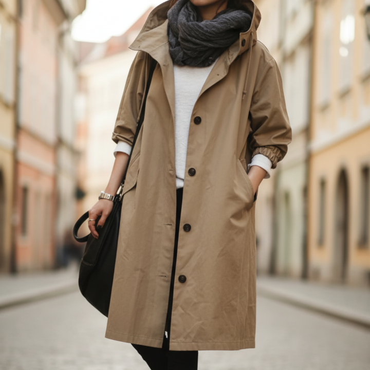 Cappotto impermeabile da donna con cappuccio