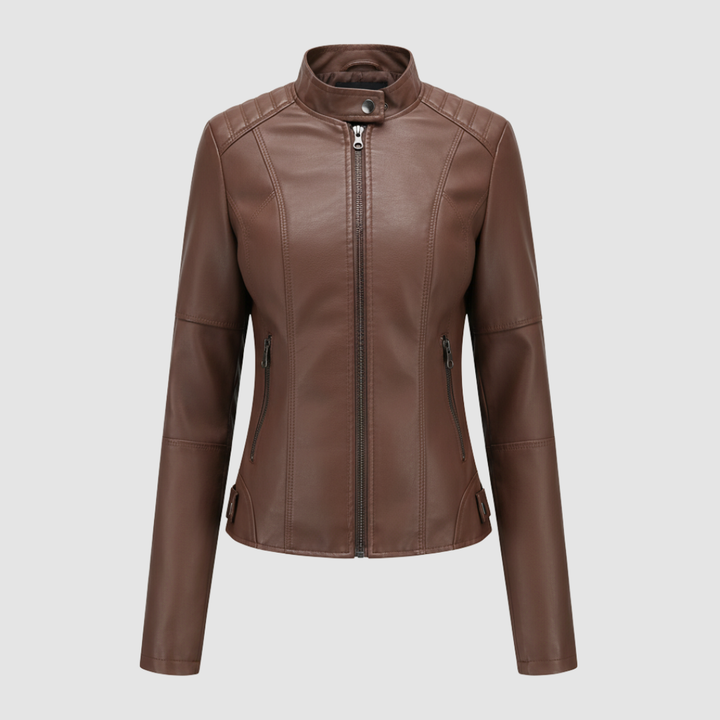 Giacca biker da donna con colletto alla coreana