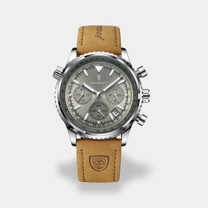 Orologio da uomo cronografo pelle marrone