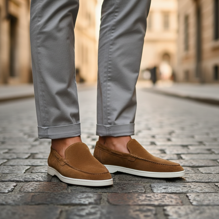 Mocassini Uomo Scamosciati Suola Gomma