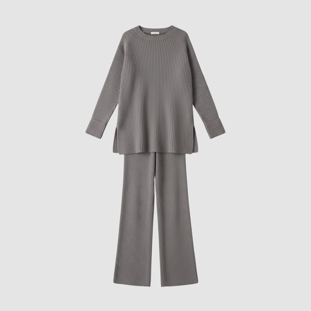 Set donna maglione e pantaloni a coste