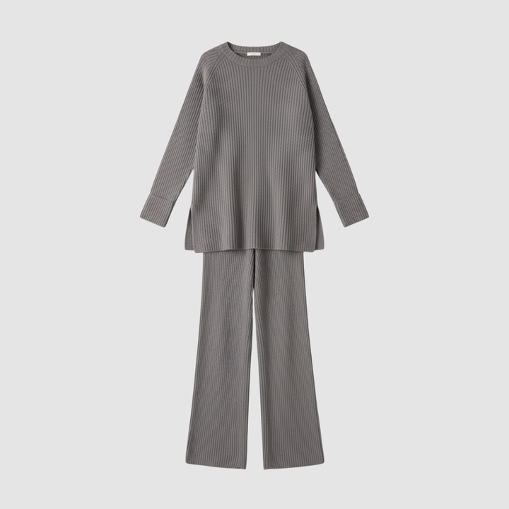 Set donna maglione e pantaloni a coste