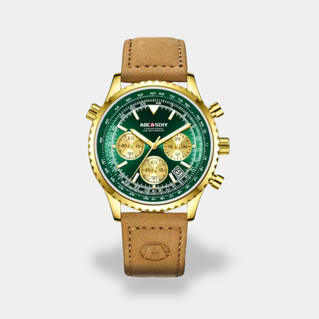 Orologio da Uomo con Cassa in Acciaio e Cinturino in Pelle