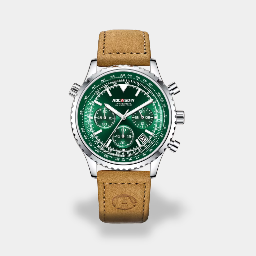 Orologio da Uomo con Cassa in Acciaio e Cinturino in Pelle