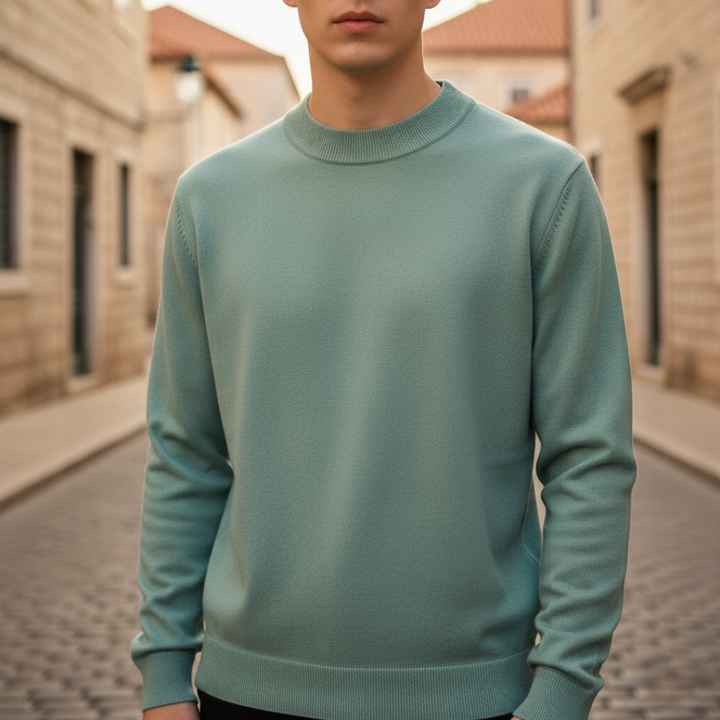 Maglione Uomo Collo Alto Maniche Lunghe