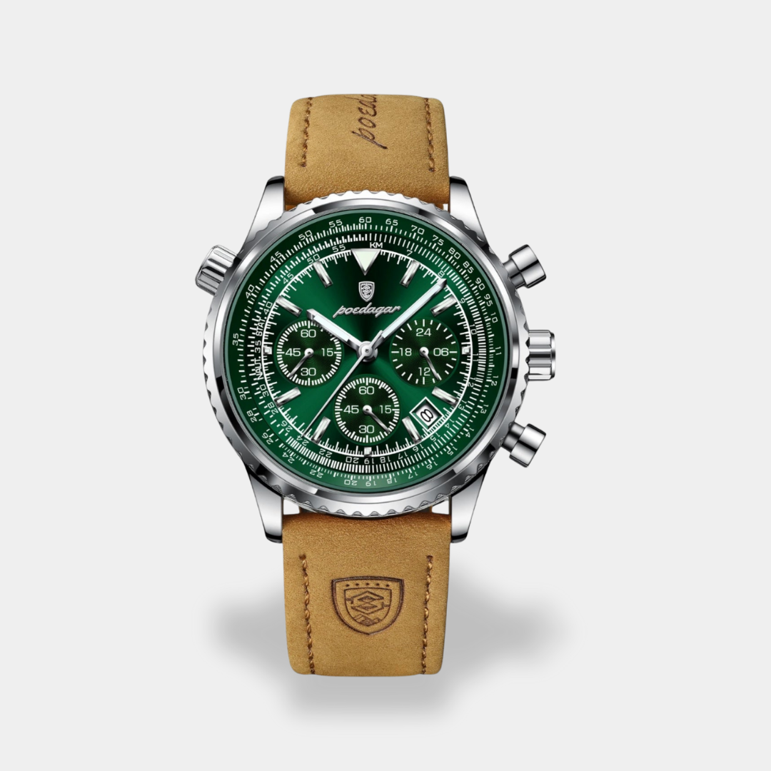 Orologio da uomo cronografo pelle marrone